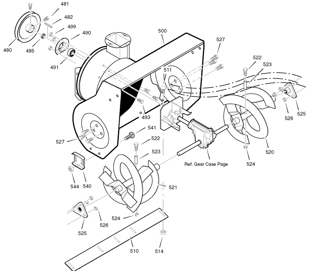 Auger Housing Diagram and Parts List for 622505X105A 2004 Briggs and Stratton Snow Blower